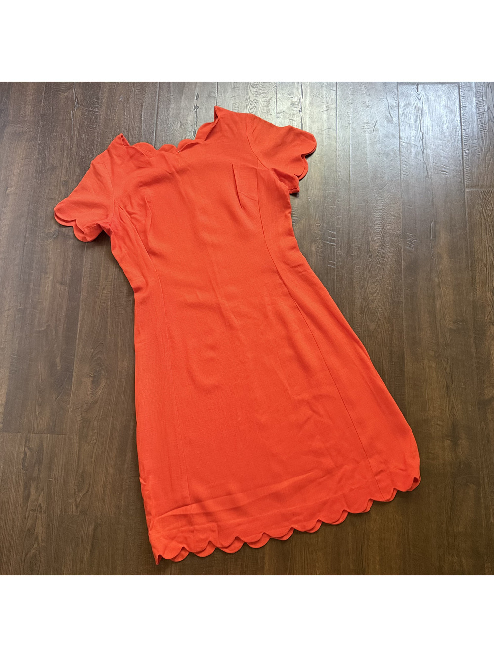 Vintage 1960s Carol Brent Montgomery Ward Orange Scalloped Mod Shift Dress
